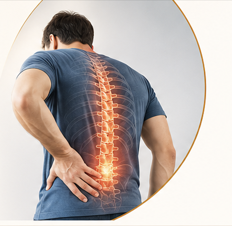 Patient holding lower back in pain